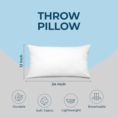 Utopia Bedding Throw Pillows (Set of 4, White) – 12 x 24 Inches Down Alternative Pillows for Bed, Sofa, and Couch - Fluffy Decorative Stuffer Pillow for Indoors & Outdoors