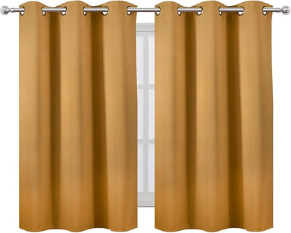 LEMOMO Mustard Yellow Blackout Curtains/38 x 54 Inch/Set of Two Panels Grommet Living Room Curtains