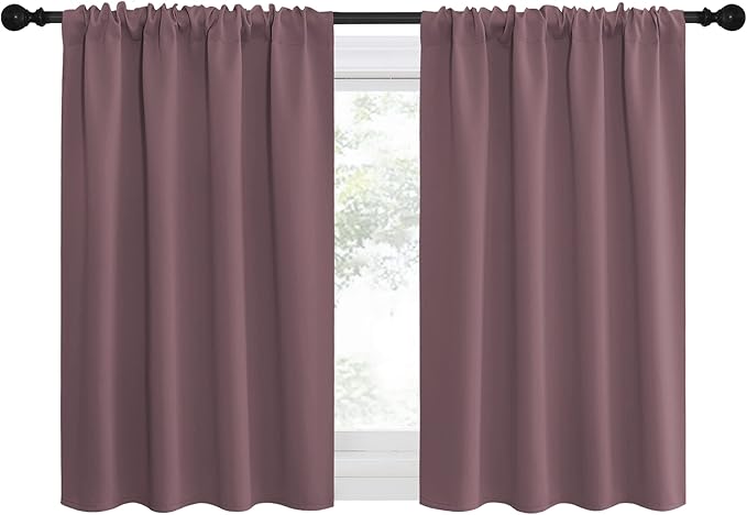 NICETOWN Kitchen Curtains, Short Blackout Curtains & Drapes, Small Window Draperies for Dining Room, Cupboard (Dry Rose, 42" W by 36" L, Set of 2)