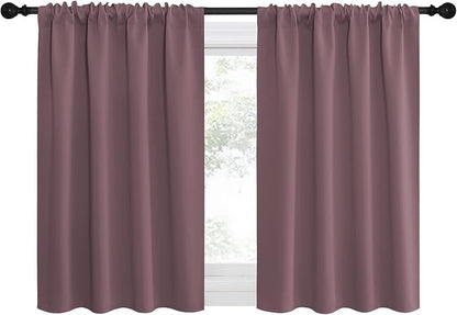 NICETOWN Kitchen Curtains, Short Blackout Curtains & Drapes, Small Window Draperies for Dining Room, Cupboard (Dry Rose, 42" W by 36" L, Set of 2)
