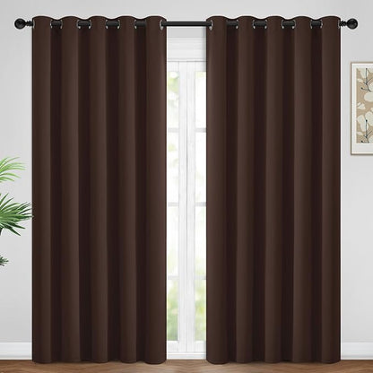 Yakamok Blackout Curtains for Bedroom 2 Panels Set 84 Inch Length Thermal Insulated Room Darkening Dark Black Out Drapery Grommet Window Treatments Drapes for Living Room, 70x84, Chocolate Brown