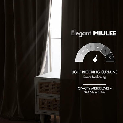 MIULEE Taupe Velvet Curtains 84 inches - Luxury Blackout Curtains for Bedroom Living Room Thermal Insulated Super Soft Window Drapes Rod Pocket & Back Tab, W52 x L84 inches, 2 Panels