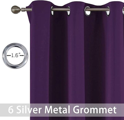 Yakamok Purple Blackout Curtains for Bedroom,Thermal Insulated Blackout Grommet Top Drapes Short Curtains for Living Room,38x36 Inch, 2 Panels
