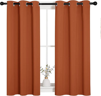 NICETOWN Window Curtains Blackout Drapes, Thermal Insulated Christmas Decorative Blackout Curtains/Draperies for Laundry Room (One Pair, 34 by 45-inch, Burnt Orange)