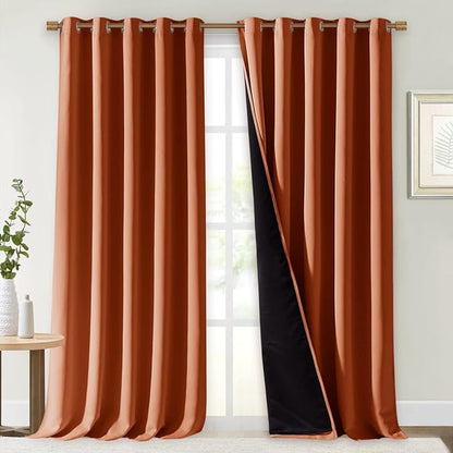 NICETOWN Full Shading Curtains for Windows, Super Heavy-Duty Black Lined Blackout Curtains for Bedroom, Privacy Assured Window Treatment (Burnt Orange, Pack of 2, 70 inches W x 95 inches L)
