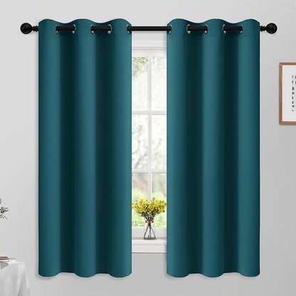 Yakamok Blackout Curtains for Bedroom 2 Panels Set 63 Inch Length Thermal Insulated Room Darkening Dark Black Out Drapery Grommet Window Treatments Drapes for Living Room,42x63, Dark Teal