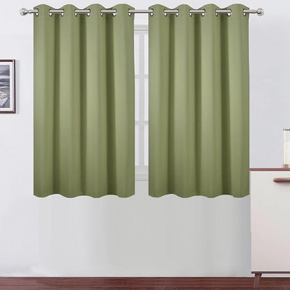 LEMOMO Sage Green Thermal Blackout Curtains/52 x 45 Inch/Set of 2 Panels Room Darkening Curtains