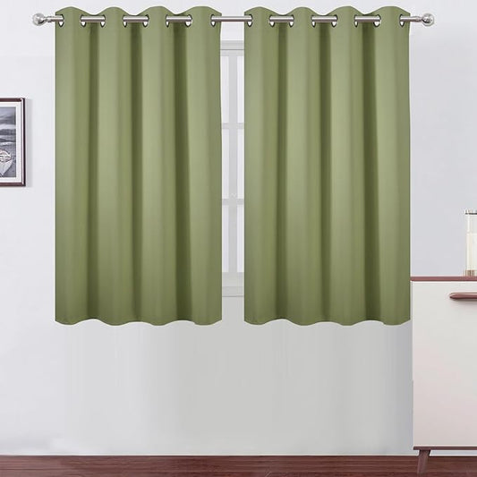 LEMOMO Sage Green Thermal Blackout Curtains/52 x 45 Inch/Set of 2 Panels Room Darkening Curtains
