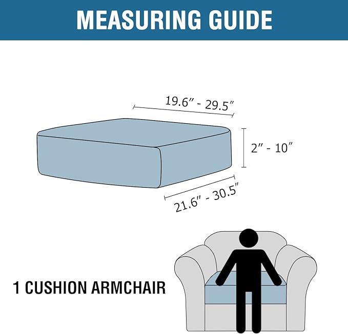 H.VERSAILTEX Velvet Stretch Couch Cushion Cover Plush Cushion Slipcover for Chair Cushion Furniture Protector Seat Cushion Sofa Cover (1 Piece Armchair Cushion Covers, Stone Blue)