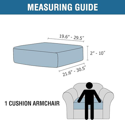 H.VERSAILTEX Velvet Stretch Couch Cushion Cover Plush Cushion Slipcover for Chair Cushion Furniture Protector Seat Cushion Sofa Cover (1 Piece Armchair Cushion Covers, Stone Blue)