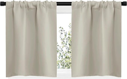NICETOWN Blackout Curtains for Living Curtains, Room Darkening Window Curtain Panels, Easy-Care Solid Thermal Insulated Draperies/Drapes for Daughter Room (Natural, 2 Panels, 29 by 20)