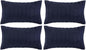 Fancy Homi 4 Packs Navy Blue Decorative Throw Pillow Covers 12x24 Inch for Living Room Couch Bed Sofa, Rustic Modern Farmhouse Boho Home Decor, Soft Plush Corduroy Cute Square Cushion Case 30x60 cm