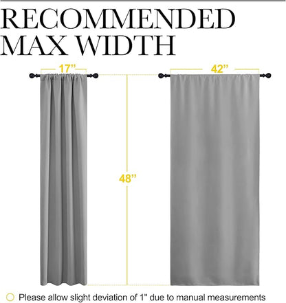 NICETOWN Window Curtains for Bedroom - Home Decoration Thermal Insulated Rod Pocket Blackout Blinds & Drapes for Small Windows (Silver Grey, 2 Panels, W42 x L48 -Inch)