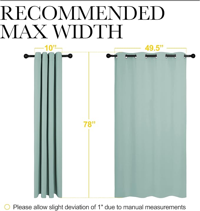 NICETOWN Aqua Blue Blackout Curtains 78" Long for Office, Dining Room, Guest Room, Sound Reducing Heat and Cold Block Curtain Panels for Modern Decorative (55" Wide by 78" Long, 2 Pieces)