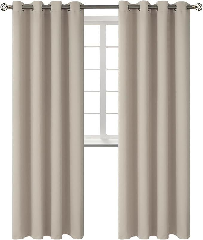 BGment Room Darkening Curtains 120 Inches Long - Grommet Thermal Insulated Drapes Window Treatment Curtains for Bedroom, 2 Panels, 52 x 120 Inch, Camel