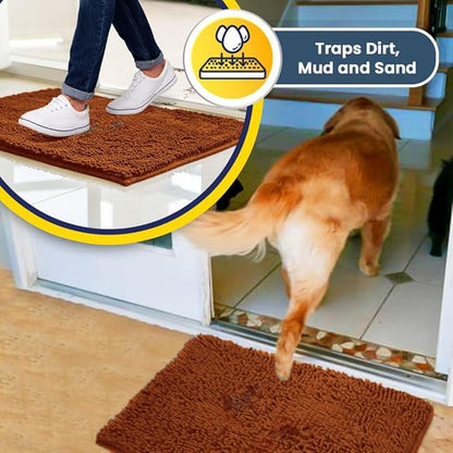 Muddy Mat® | Super Absorbent Door Mat Indoor, Microfiber Quick Dry Chenille Entryway Rug, Non-Slip Front Door Mat, Indoor Mats for Entryway, Machine Washable Pet Rug, Orange 24"x36"