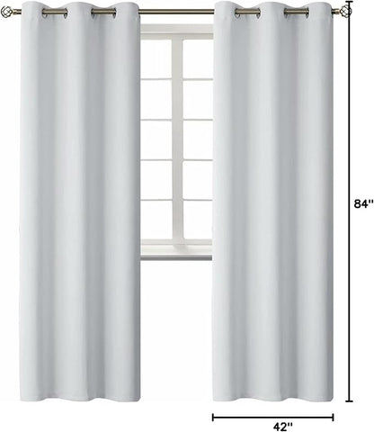 BGment Room Darkening Curtains 84 Inches Long - Grommet Thermal Insulated Drapes Window Treatment Curtains for Bedroom, 2 Panels, 42 x 84 Inch, Greyish White