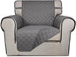 PureFit Reversible Quilted Sofa Cover, Water Resistant Slipcover Furniture Protector, Washable Couch Cover with Non Slip and Elastic Straps for Kids, Dogs, Pets (Chair, Gray/Gray)