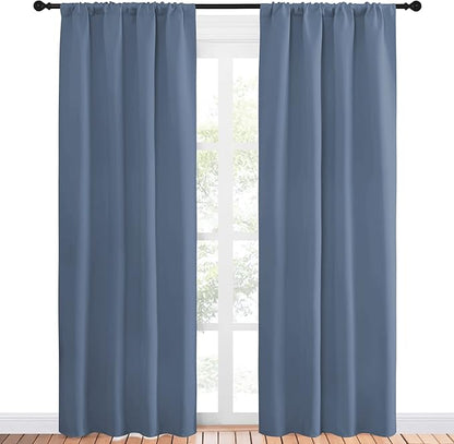 NICETOWN Blackout Curtains for Living Curtains, Window Treatment Curtains & Drapes 84 inches Long, Thermal Insulated Privacy Draperies for Bedroom (Stone Blue, 42" Wide x 84" Long, Set of 2)