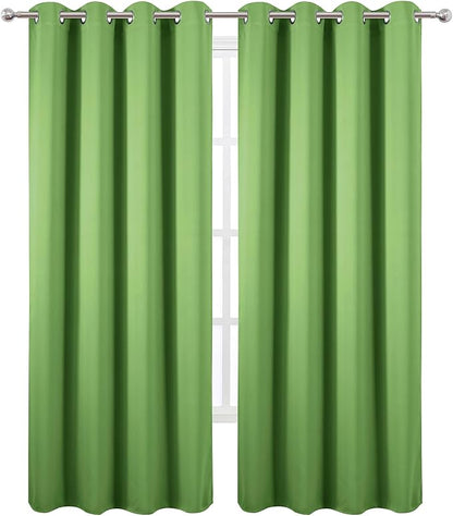LEMOMO Blackout Curtains 52 x 90 Inch Long Light Green Curtains Set of 2 Panels Room Darkening Curtains for Bedroom and Living Room