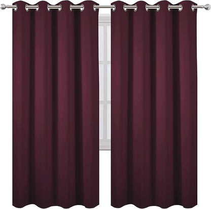 LEMOMO Burgundy Red Thermal Blackout Curtains/52 x 72 Inch/Set of 2 Panels Room Darkening Curtains for Bedroom