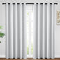 Yakamok Blackout Curtains Room Darkening Thermal Insulated Window Panels,Solid Grommet Top Drapes for Bedroom/Living Room(62Wx84L,Greyish White, 2 Panels)