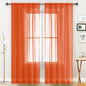 SpaceDresser Sheer Voile Window Treatment Rod Pocket Curtain Panels for Kitchen Bedroom Living Room Drapes Sunlight Filtering Privacy Semi Home Decor Assorted (Burnt Orange, 52 W x 45 L)