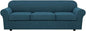 H.VERSAILTEX 4 Piece Stretch Sofa Covers for 3 Cushion Couch Covers for Living Room Furniture Slipcovers (Base Cover Plus 3 Seat Cushion Covers) Thicker Jacquard Fabric (Large Sofa, Deep Teal)