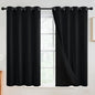SimpleHome 100% Blackout Curtains for Bedroom,Thermal Insulated Black Grommet Window Drapes Room Darkening Curtains for Living Room with Black Back,52 x 54 Inch,2 Panels