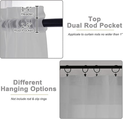 Light Grey Sheer Curtain for Bedroom Living Room 78 Inches Long 2 Panels Set, Solid Soft Airy Light Filtering Sheer Window Curtains, Modern Rod Pocket Door Curtain, 42" Wx78 L Inches