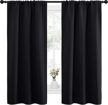 NICETOWN Black Out Curtain Panels for Kitchen - Energy Smart Decoration Thermal Insulating Blackout Drapes/Draperies for Small Window (2 Panels, 34 inches Wide by 63 inches Long)