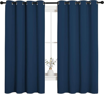 NICETOWN Bedroom Curtain Panels Blackout Draperies, Thermal Insulated Solid Grommet Blackout Curtains/Drapes (Moroccan Blue, 1 Pair, 55 by 68-inch)