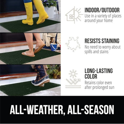 GORILLA GRIP® Ultra Absorbent Front Door Mat Outside Entrance, 35x23, Traps Dirt and Moisture, HydroABSORB Indoor Outdoor Doormat Holds Up to 5.7 Cups Water, Stain and Fade Resistant Welcome Mat Green