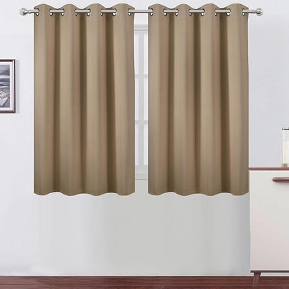 LEMOMO Natural Thermal Blackout Curtains/52 x 45 Inch/Set of 2 Panels Room Darkening Curtains