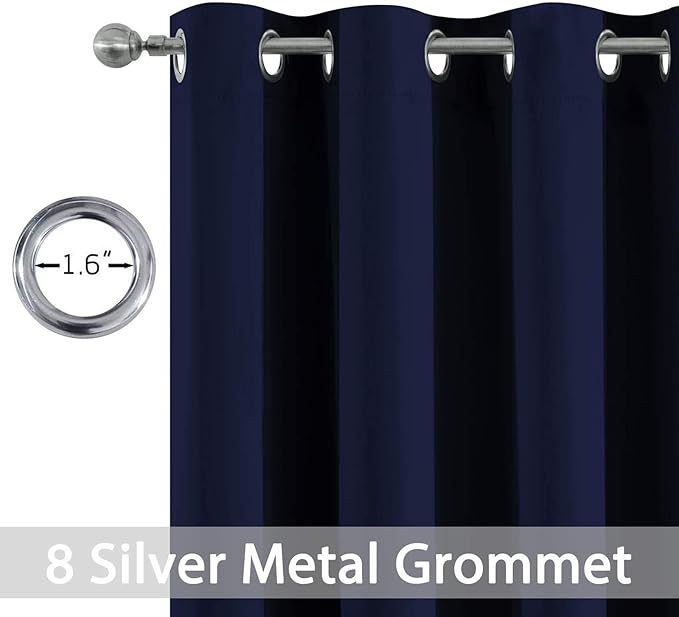 Yakamok Navy Blackout Curtains for Bedroom Window Treatment Boys Girls Kids Bedroom Curtains Thermal Insulated Grommet Blackout Curtain Panels for Living Room - 52" W by 84" L, Navy, 1 Panel