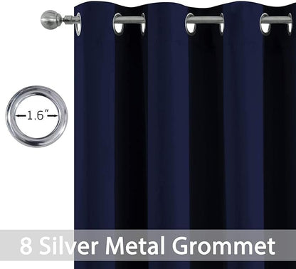 Yakamok Navy Blackout Curtains for Bedroom Window Treatment Boys Girls Kids Bedroom Curtains Thermal Insulated Grommet Blackout Curtain Panels for Living Room - 52" W by 84" L, Navy, 1 Panel