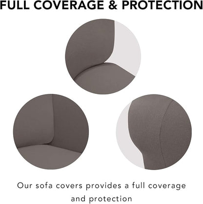 PureFit Super Stretch Sofa Slipcover – Spandex Non Slip Soft Couch Sofa Cover, Washable Furniture Protector with Non Skid Foam and Elastic Bottom for Kids, Pets （Loveseat, Taupe）