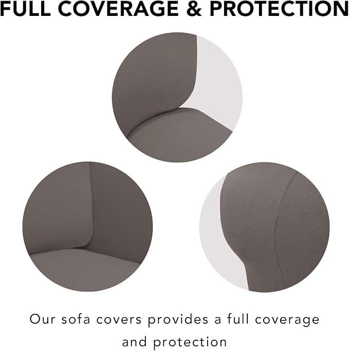 PureFit Super Stretch Sofa Slipcover – Spandex Non Slip Soft Couch Sofa Cover, Washable Furniture Protector with Non Skid Foam and Elastic Bottom for Kids, Pets （Oversized Sofa, Taupe）