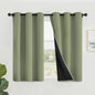 SimpleHome 100% Blackout Curtains for Bedroom,Thermal Insulated Sage Grommet Window Drapes Room Darkening Curtains for Living Room with Black Back,42 x 45 Inch,2 Panels