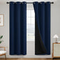 SimpleHome 100% Blackout Curtains for Bedroom,Thermal Insulated Navy Blue Grommet Window Drapes Room Darkening Curtains for Living Room with Black Back,38 x 72 Inch,2 Panels