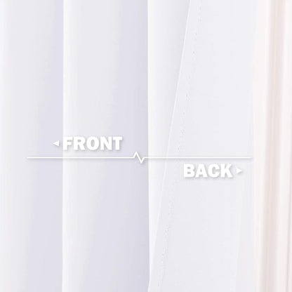 NICETOWN Small Window Curtain Panels - Pure White Elegant Home Decor Grommet Design Short Solid Curtain Kitchen Panels for Home Decor (White, 42W by 36L 1.2 Inches Header, 2 Pieces)