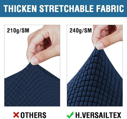 H.VERSAILTEX 4 Piece Stretch Sofa Covers for 3 Cushion Couch Covers for Living Room Furniture Slipcovers (Base Cover Plus 3 Seat Cushion Covers) Thicker Jacquard Fabric (Large Sofa, Navy)