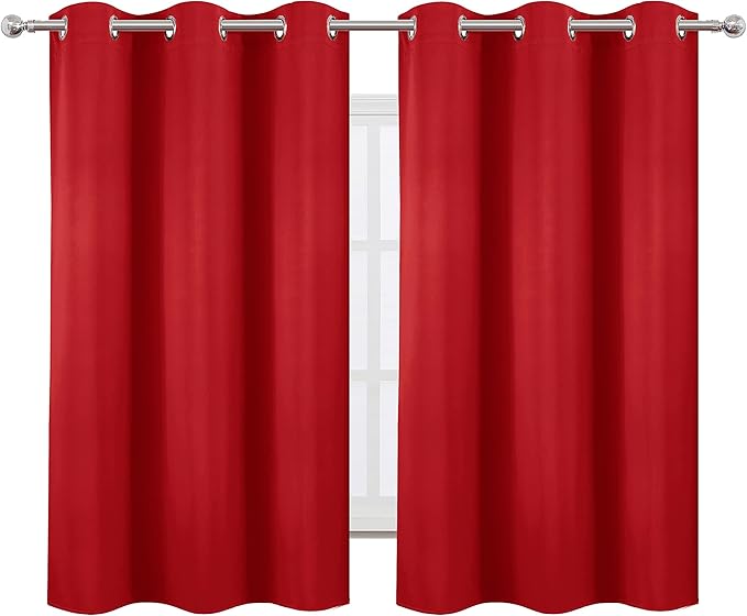 LEMOMO Blackout Curtains 38 x 54 inch/Bright Red Curtains Set of 2 Panels/Thermal Insulated Room Darkening Bedroom Curtains