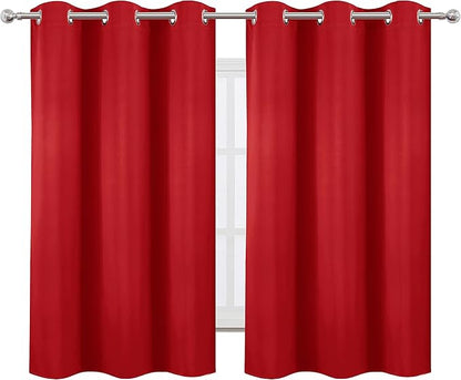 LEMOMO Blackout Curtains 38 x 54 inch/Bright Red Curtains Set of 2 Panels/Thermal Insulated Room Darkening Bedroom Curtains