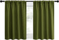 NICETOWN 2 Panels Blackout Curtains, Rod Pocket Thermal Insulated Drapes for Kitchen, Heavy Duty Small Window Treatment for Dorm Room, Studio Apartment, Basement (Olive Green, W42 x L30)