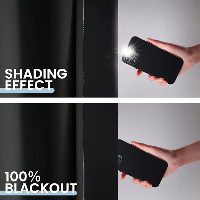 SimpleHome Ombre 100% Blackout Curtains for Bedroom 84 Inches Long, Black and Greyish White Room Darkening Thermal Insulated Grommet Curtain/Drapes for Living Room,2 Panels, 52x84 inches Length