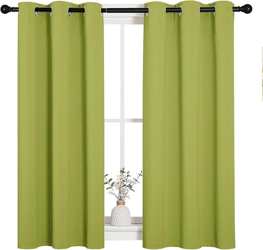 NICETOWN Blackout Curtain Panels for Loft, Thermal Insulated Window Decoration Blackout Draperies/Drapes (1 Pair, 34 x 45 inches in Fresh Green)