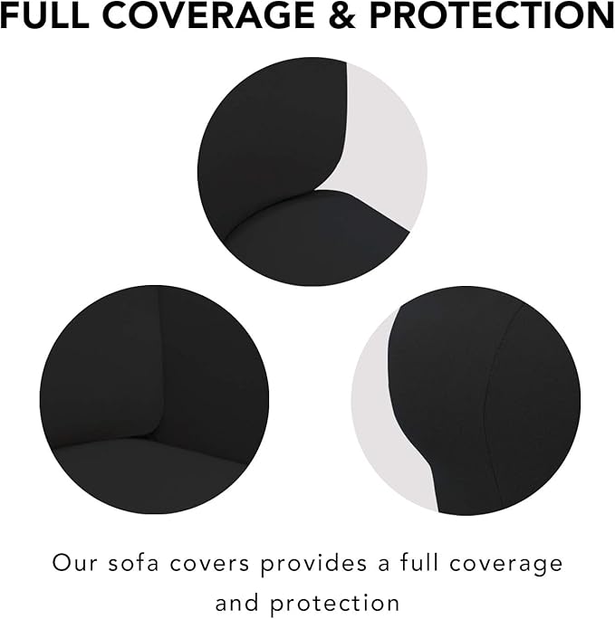 PureFit Super Stretch Chair Sofa Slipcover – Spandex Non Slip Soft Couch Sofa Cover, Washable Furniture Protector with Non Skid Foam and Elastic Bottom for Kids, Pets （Chair, Black）