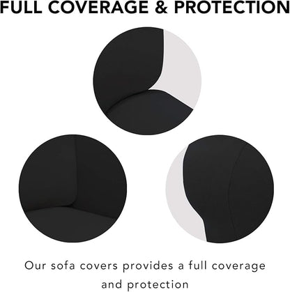PureFit Super Stretch Chair Sofa Slipcover – Spandex Non Slip Soft Couch Sofa Cover, Washable Furniture Protector with Non Skid Foam and Elastic Bottom for Kids, Pets （Chair, Black）