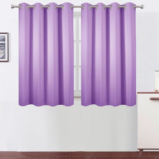 LEMOMO Blackout Curtains 52 x 45 inch Lavender Curtains Set of 2 Panels/Thermal Insulated Room Darkening Bedroom Curtains